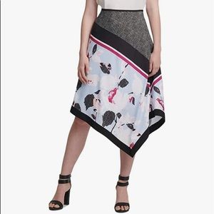DKNY Asymmetrical Floral Skirt